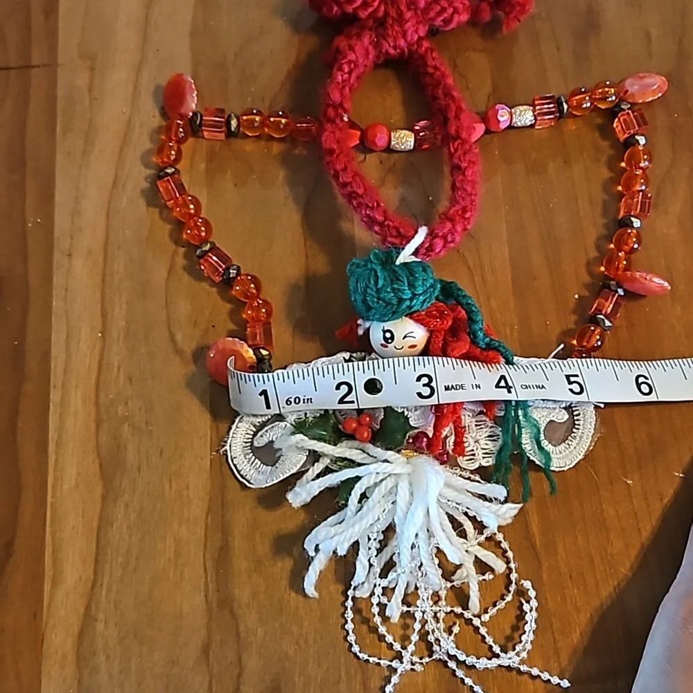 Hand Crafted Crochet Angel Handmade Christmas ornament Upcycled beads white gift - Picture 13 of 17